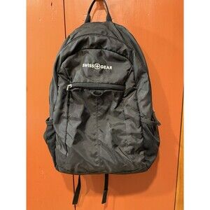 SwissGear Black Medium Hiking Backpack Zip Closure Padded Straps Logo